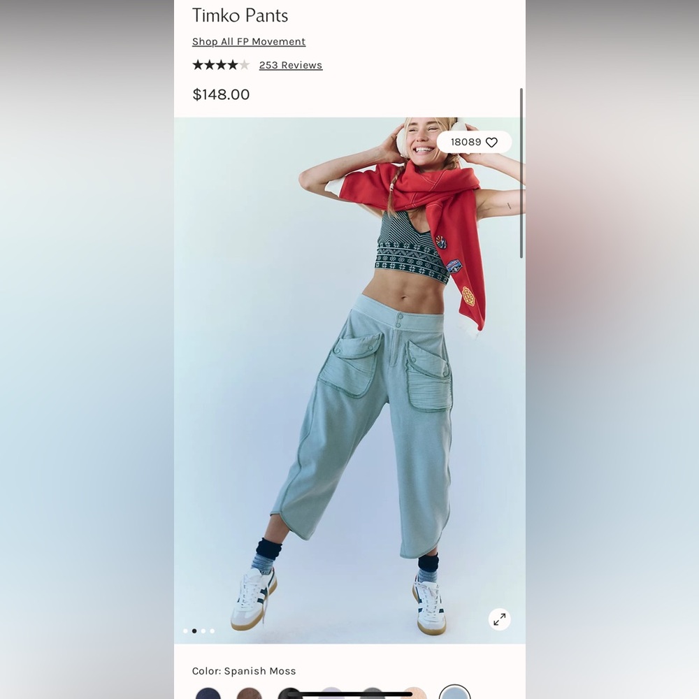 NWT FP Movement by Free People Timko Pants in Smoked Sage S (marked M)